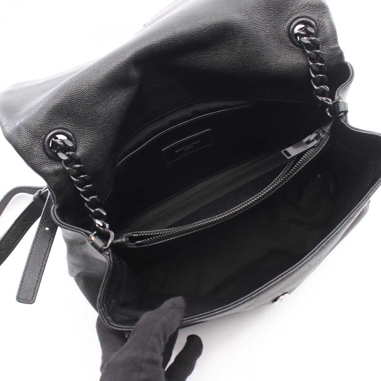 Saint Laurent Paris Shoulder Bag West Hollywood Monogram Black Leather Medium — view 3
