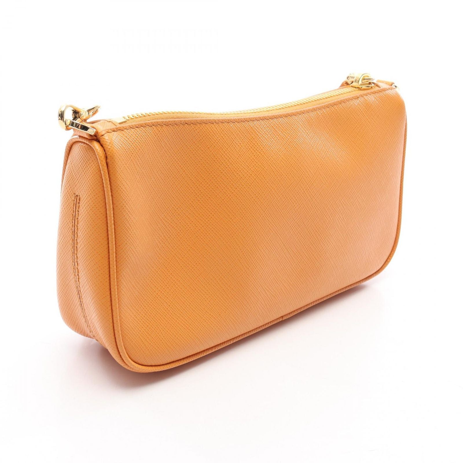 Prada Shoulder Bag Orange Saffiano Leather Triangle Logo — view 2