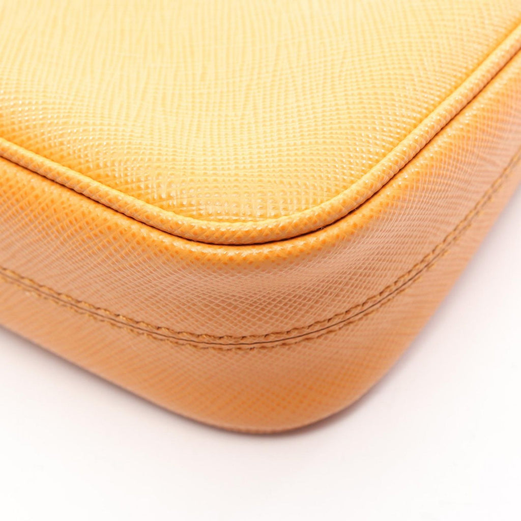 Prada Shoulder Bag Orange Saffiano Leather Triangle Logo — view 5