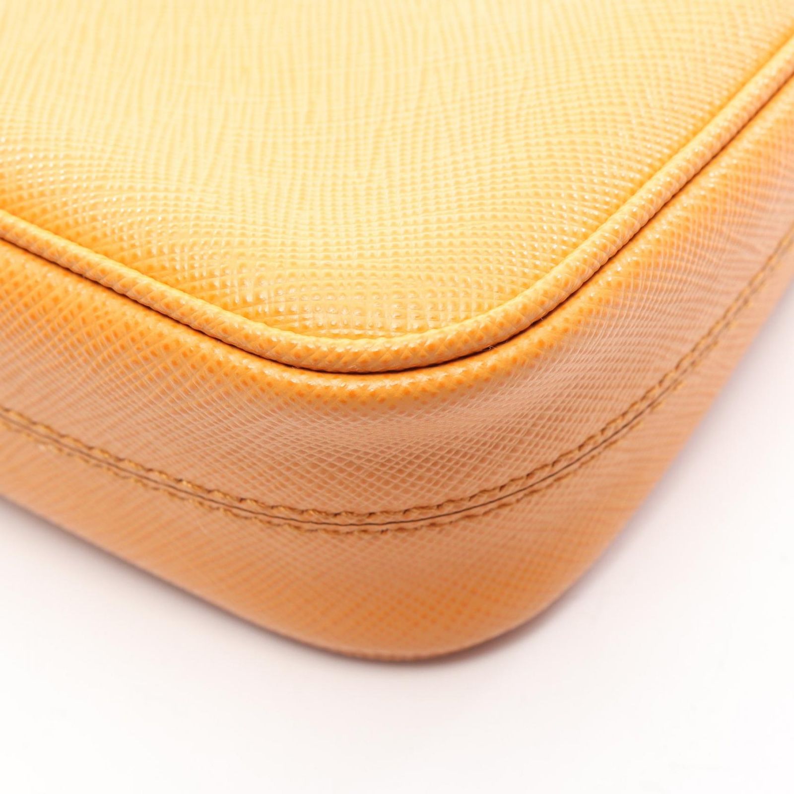 Prada Shoulder Bag Orange Saffiano Leather Triangle Logo — view 5
