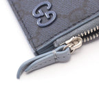 Gucci Coin Purse GG Supreme Zip Card Case Navy Leather Dusty Blue Trim — view 5