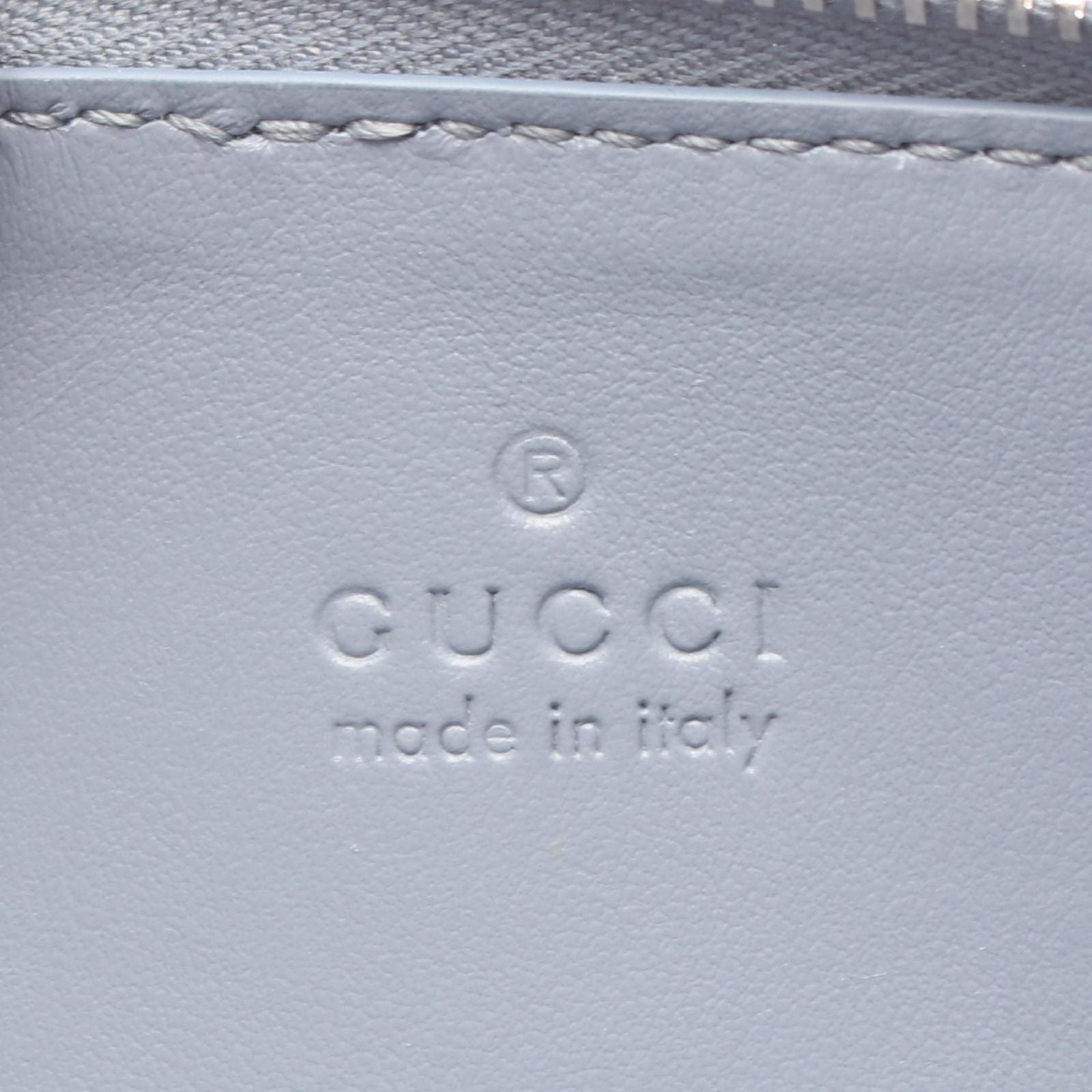 Gucci Coin Purse GG Supreme Zip Card Case Navy Leather Dusty Blue Trim — view 4