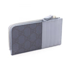 Gucci Coin Purse GG Supreme Zip Card Case Navy Leather Dusty Blue Trim — view 2