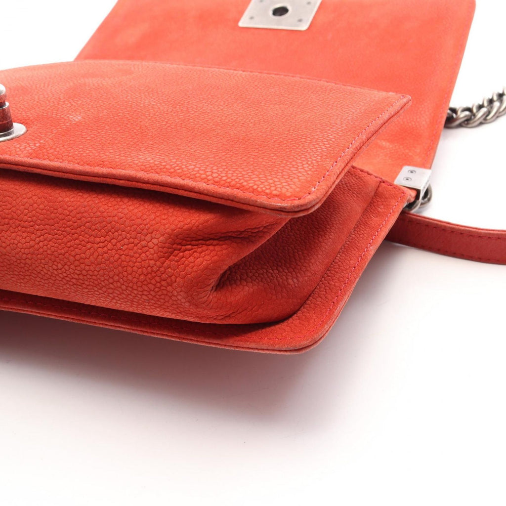 Chanel Shoulder Bag Boy Orange Caviar Leather Chain — view 8