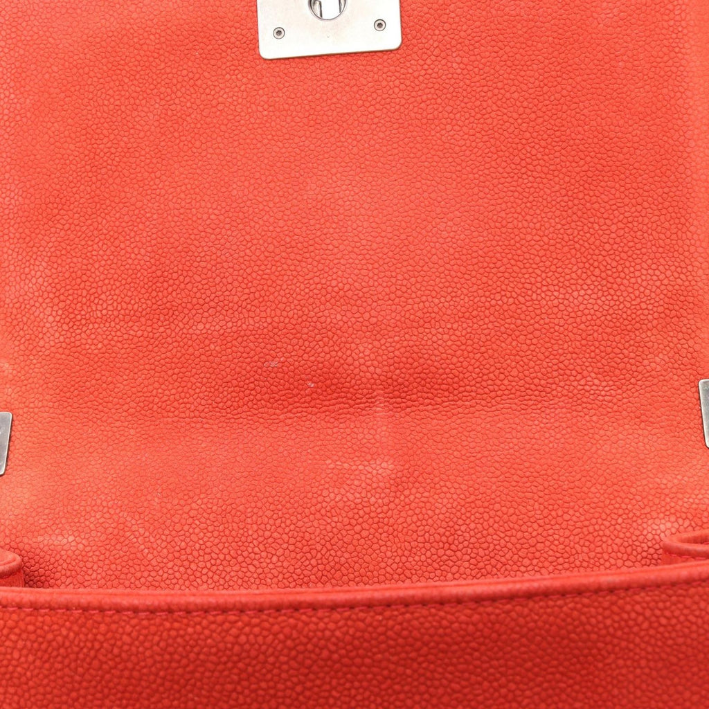 Chanel Shoulder Bag Boy Orange Caviar Leather Chain — view 6