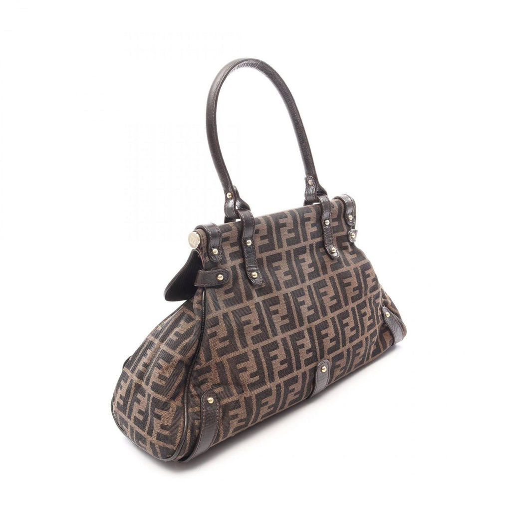 Fendi Handbag Zucca Bolsa Magic Brown Dark Canvas Leather — view 2
