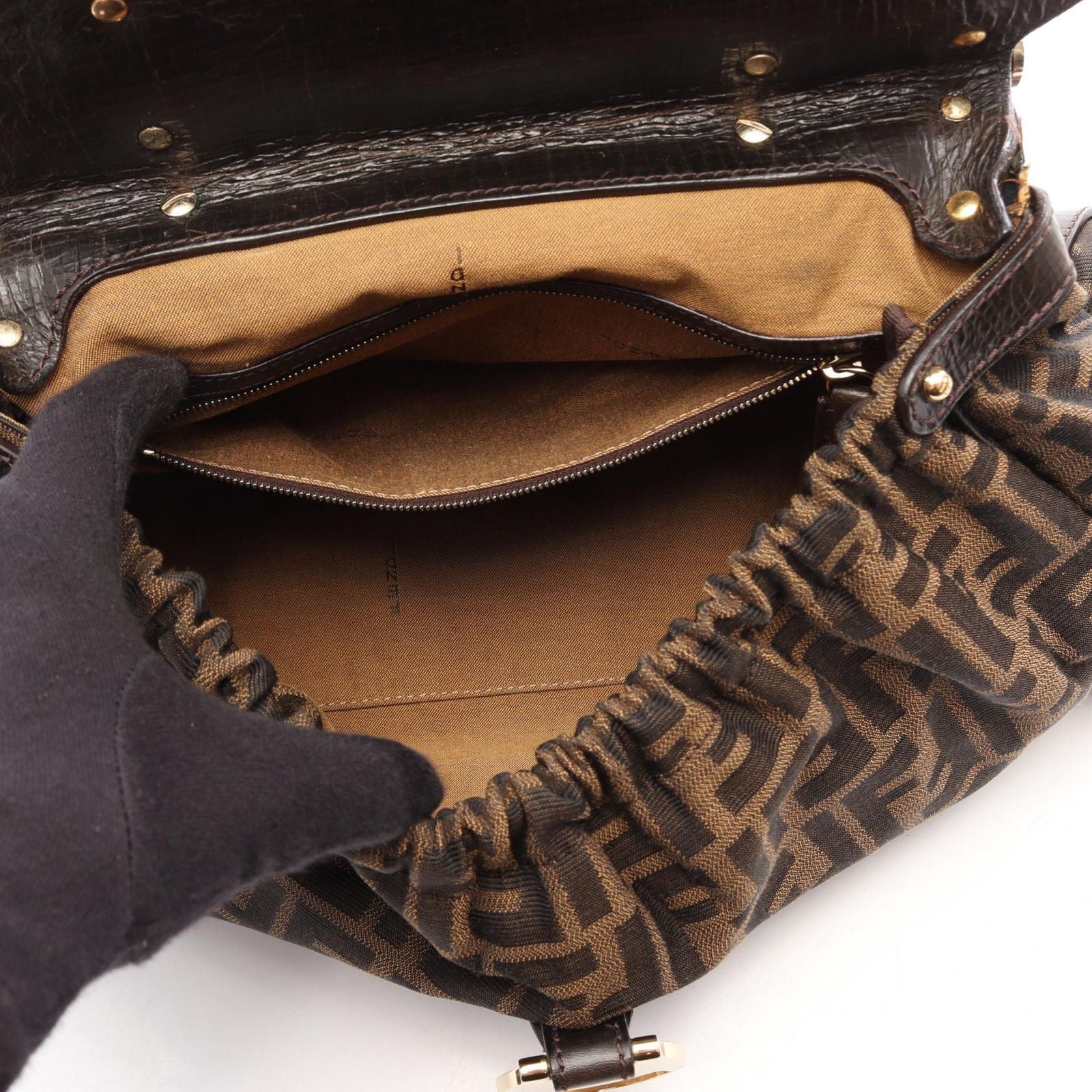 Fendi Handbag Zucca Bolsa Magic Brown Dark Canvas Leather — view 3