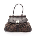 Fendi Handbag Zucca Bolsa Magic Brown Dark Canvas Leather