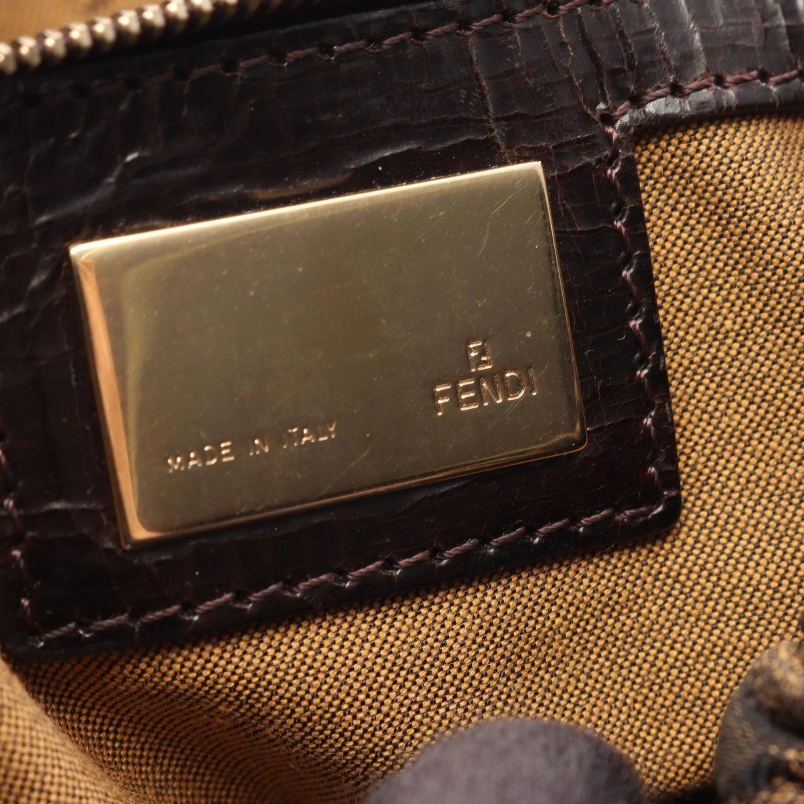 Fendi Handbag Zucca Bolsa Magic Brown Dark Canvas Leather — view 4