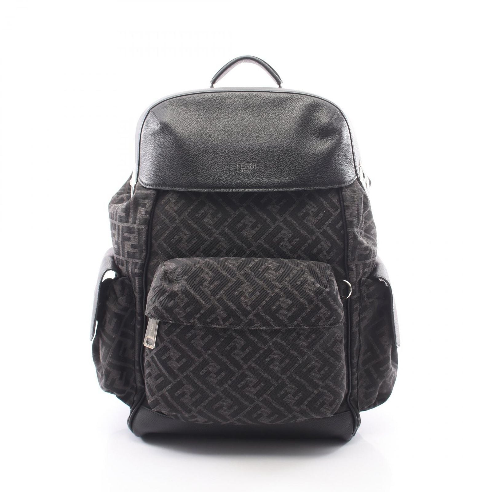 Fendi Backpack FF Jacquard Drive Zucca Dark Brown Black Canvas Leather