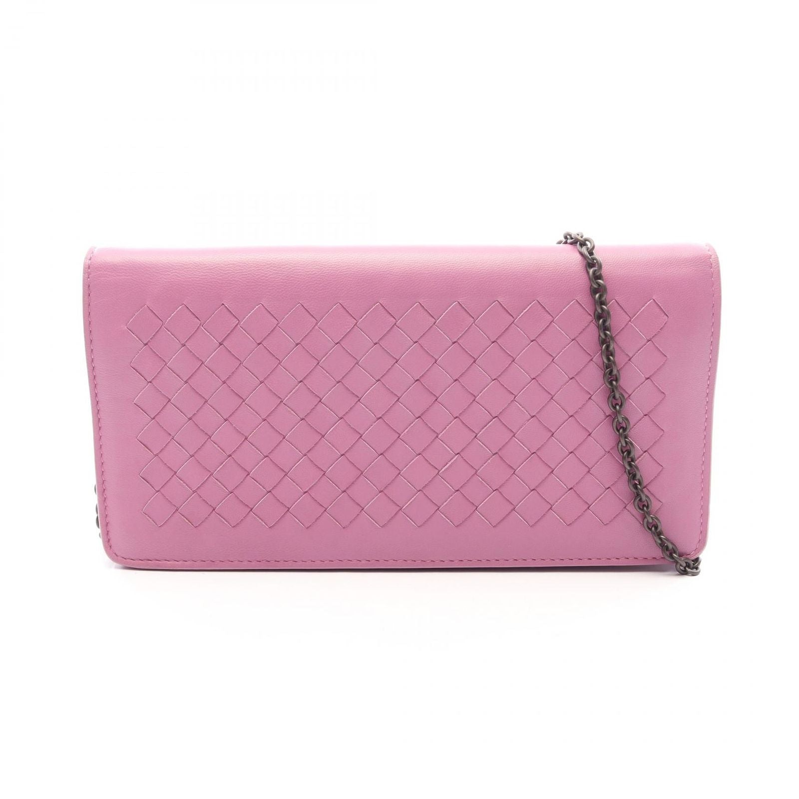 Bottega Veneta Shoulder Bag Intrecciato Purple Leather Chain Wallet