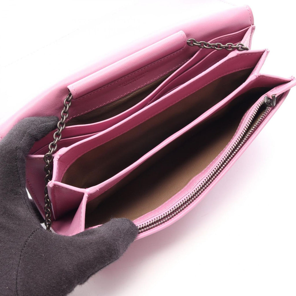 Bottega Veneta Shoulder Bag Intrecciato Purple Leather Chain Wallet — view 3