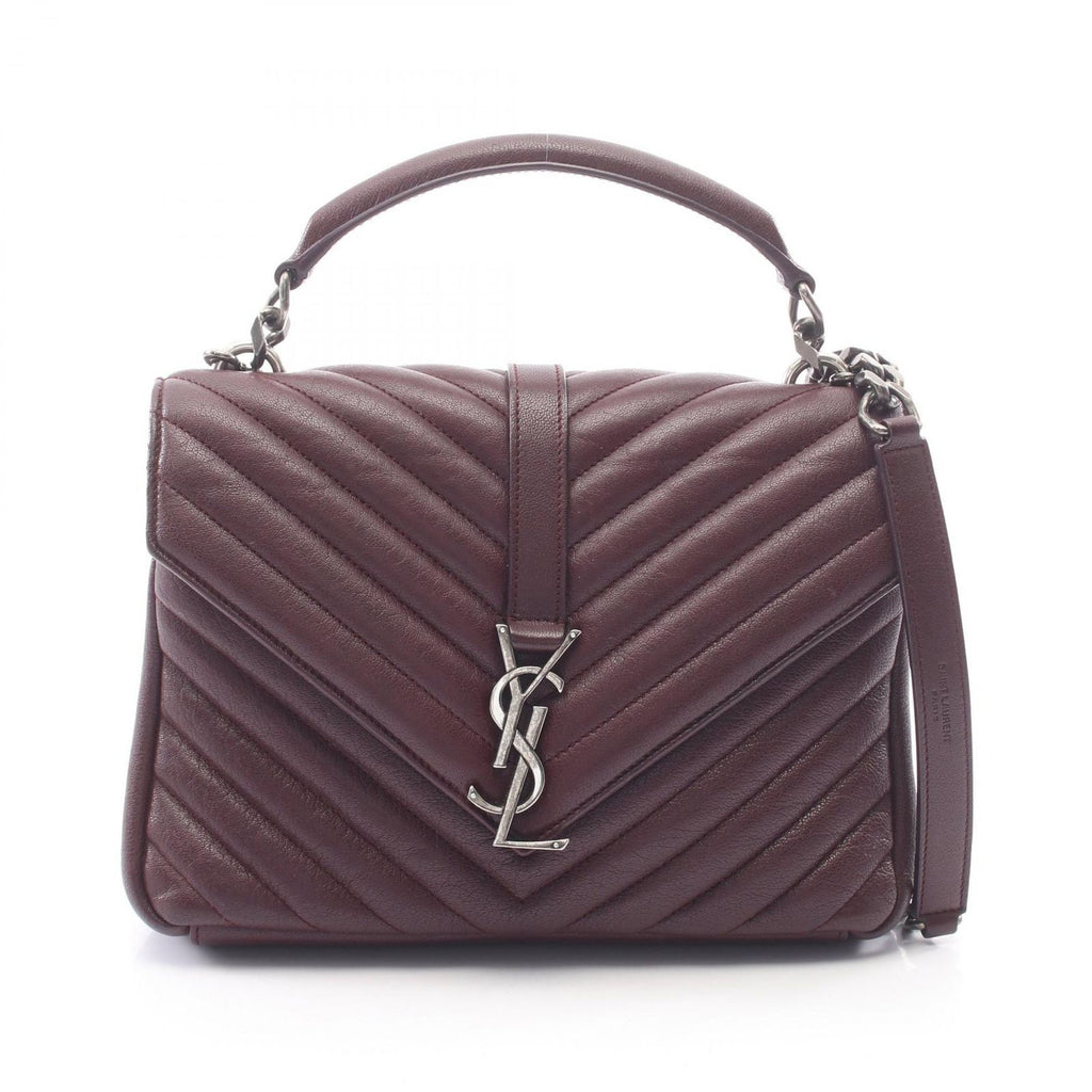 Saint Laurent Paris Handbag Carre 2-Way Burgundy Leather Medium
