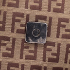 Fendi Shoulder Bag Zucchino Beige Brown Canvas Leather — view 8