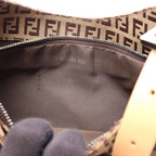 Fendi Shoulder Bag Zucchino Beige Brown Canvas Leather — view 6
