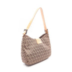 Fendi Shoulder Bag Zucchino Beige Brown Canvas Leather — view 2
