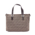 Fendi Handbag Zucchino Dark Brown Beige Canvas Leather