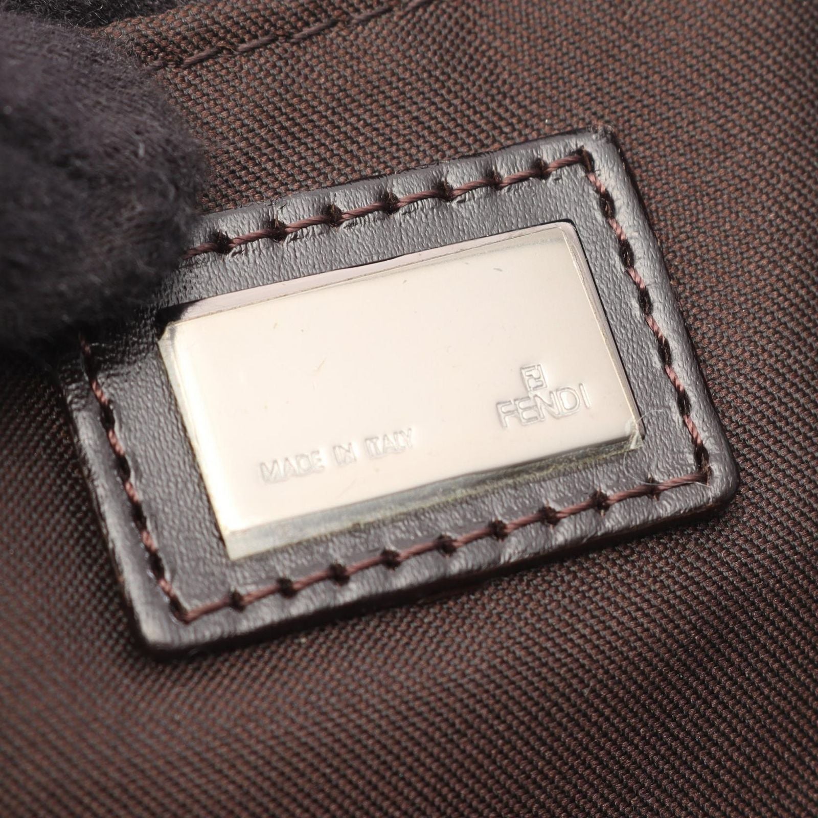 Fendi Handbag Zucchino Dark Brown Beige Canvas Leather — view 4
