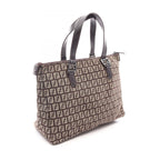 Fendi Handbag Zucchino Dark Brown Beige Canvas Leather — view 2