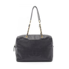 Chanel Shoulder Bag CC Logo Black Caviar Leather Chain