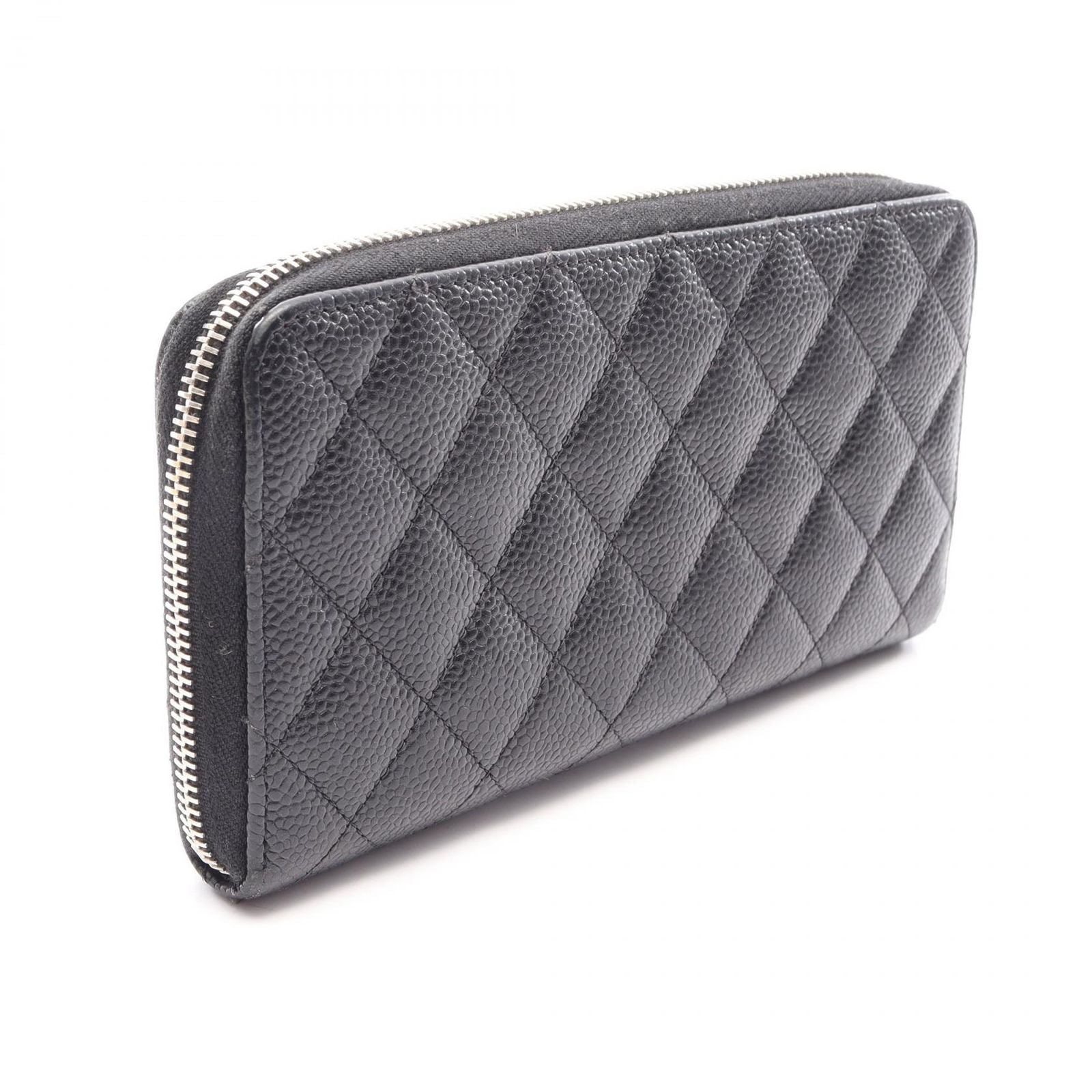 Chanel Round Wallet Quilted Black Caviar Leather — view 2