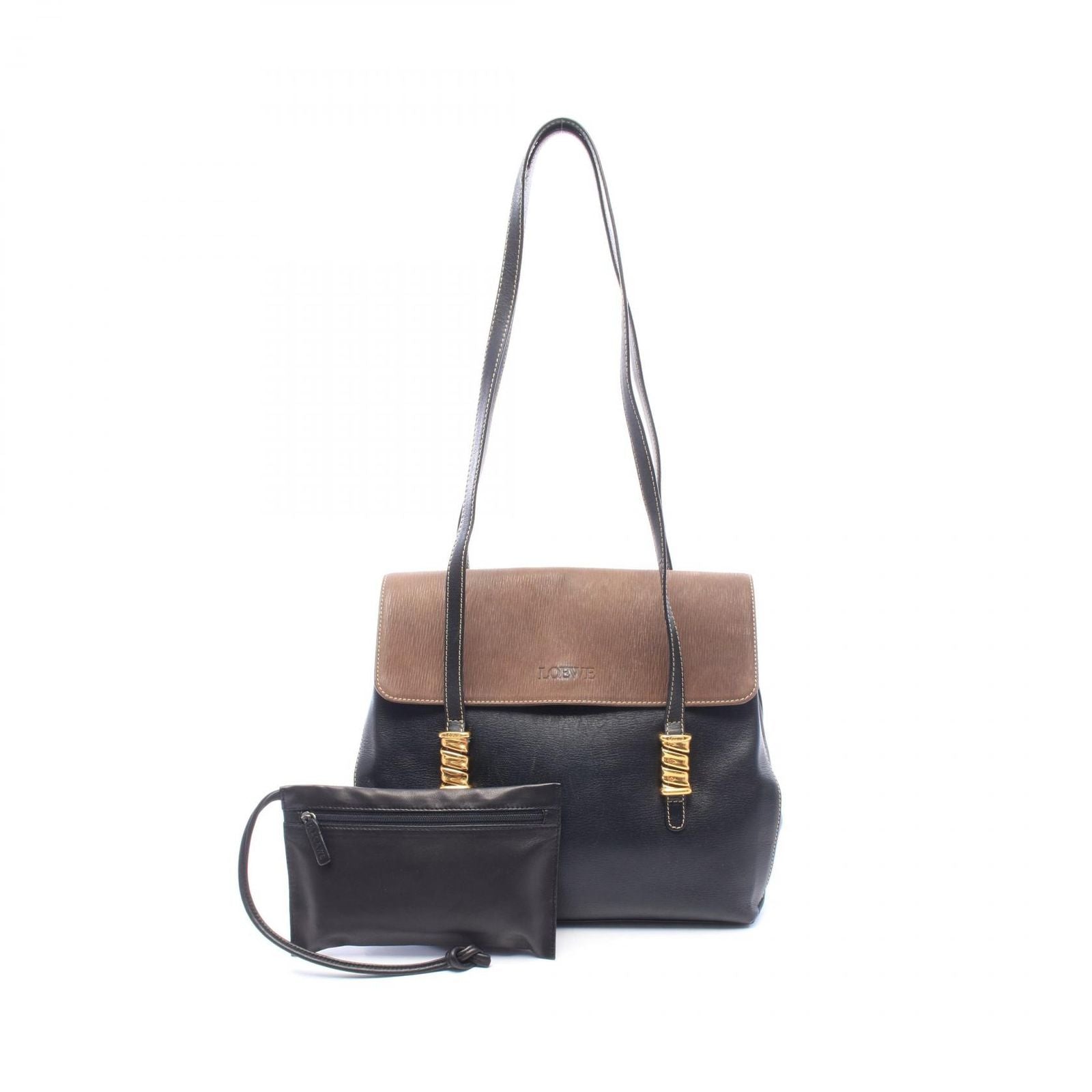 Loewe Shoulder Bag Black Brown Leather