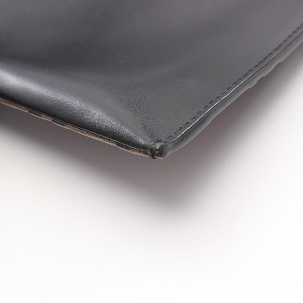 Fendi Shoulder Bag Zucca Brown Black Leather — view 7
