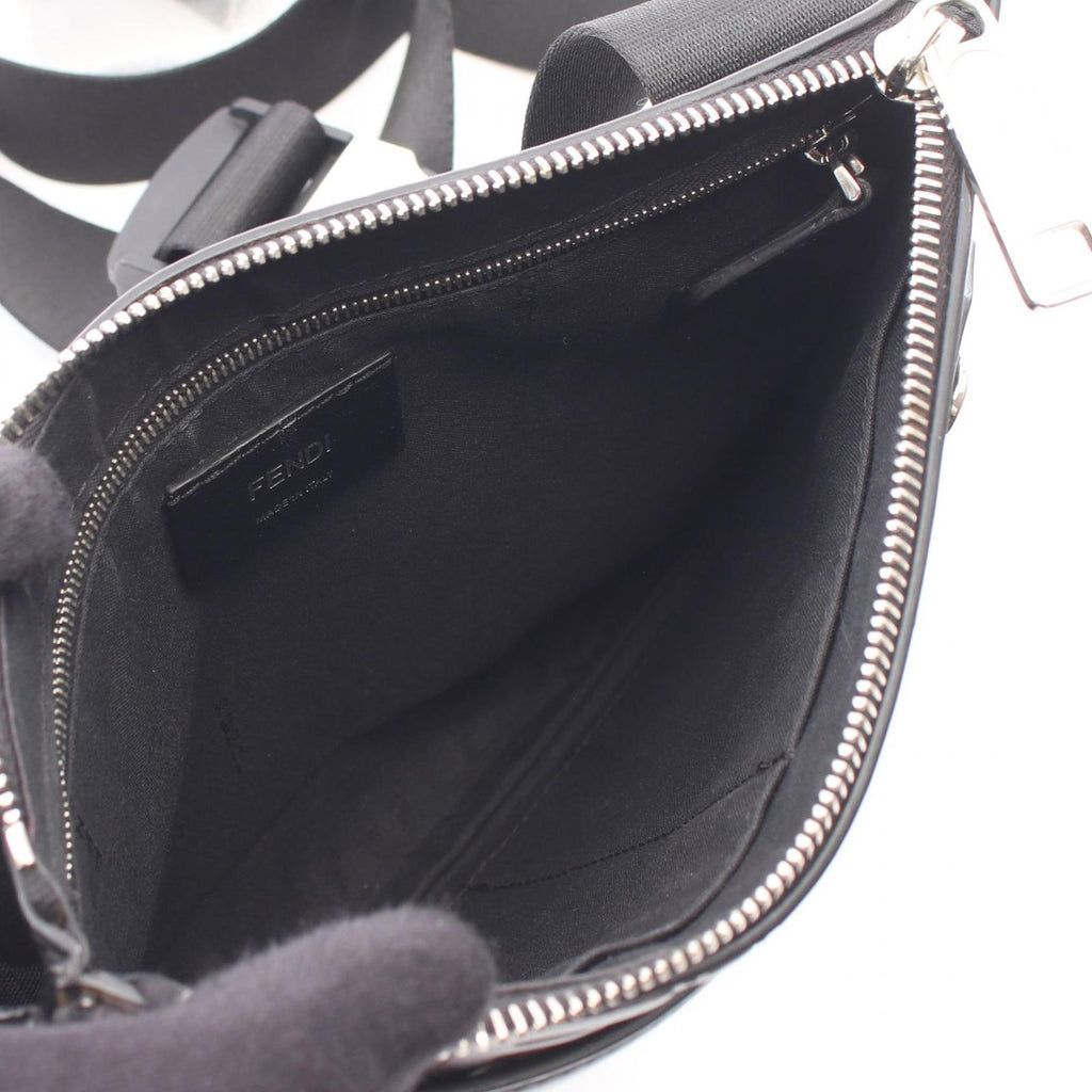 Fendi Shoulder Bag Zucca Brown Black Leather — view 3