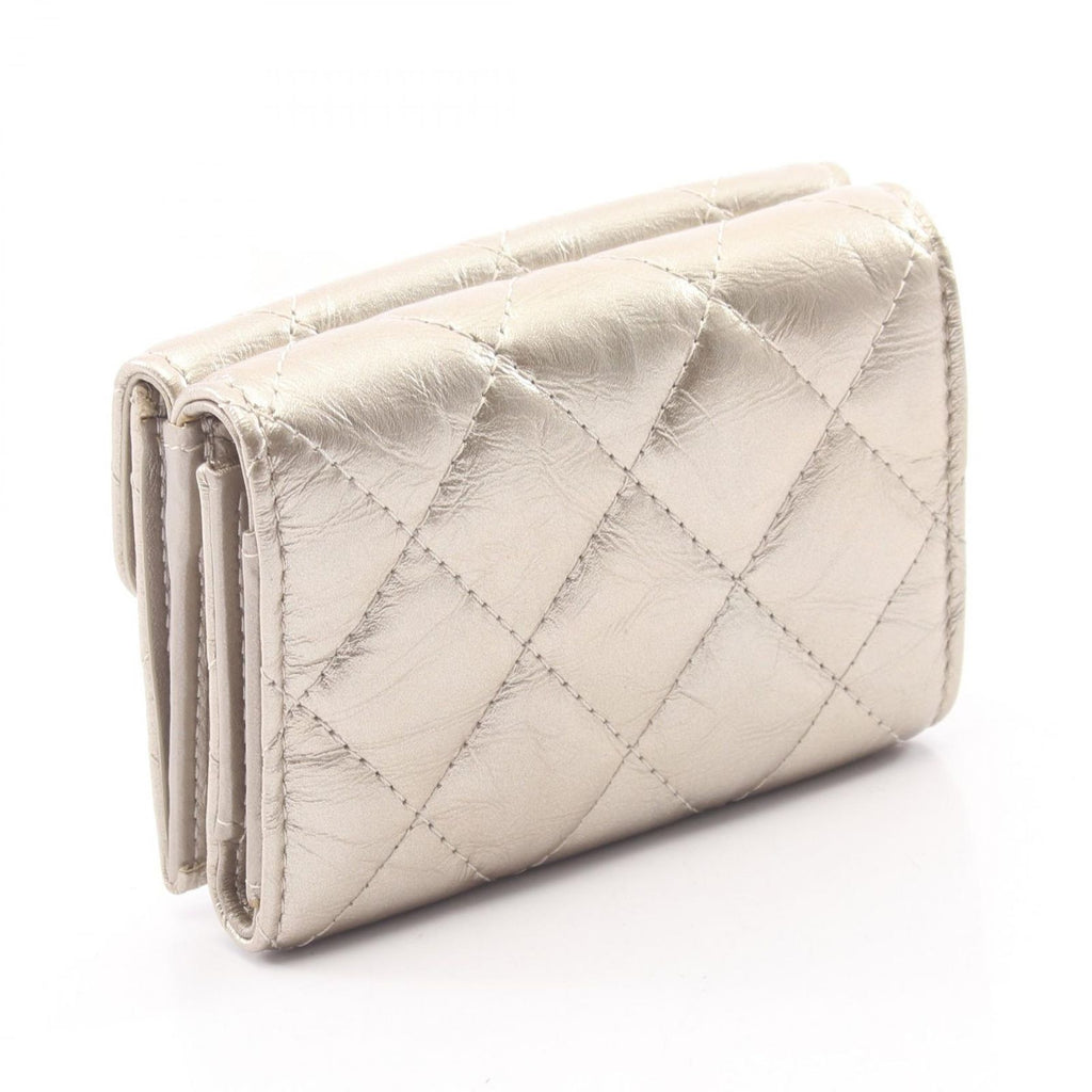 Chanel Trifold Wallet 2.55 Quilted Metallic Gold Leather Small Flap — view 2