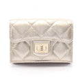 Chanel Trifold Wallet 2.55 Quilted Metallic Gold Leather Small Flap
