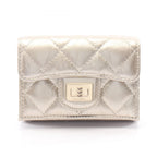 Chanel Trifold Wallet 2.55 Quilted Metallic Gold Leather Small Flap