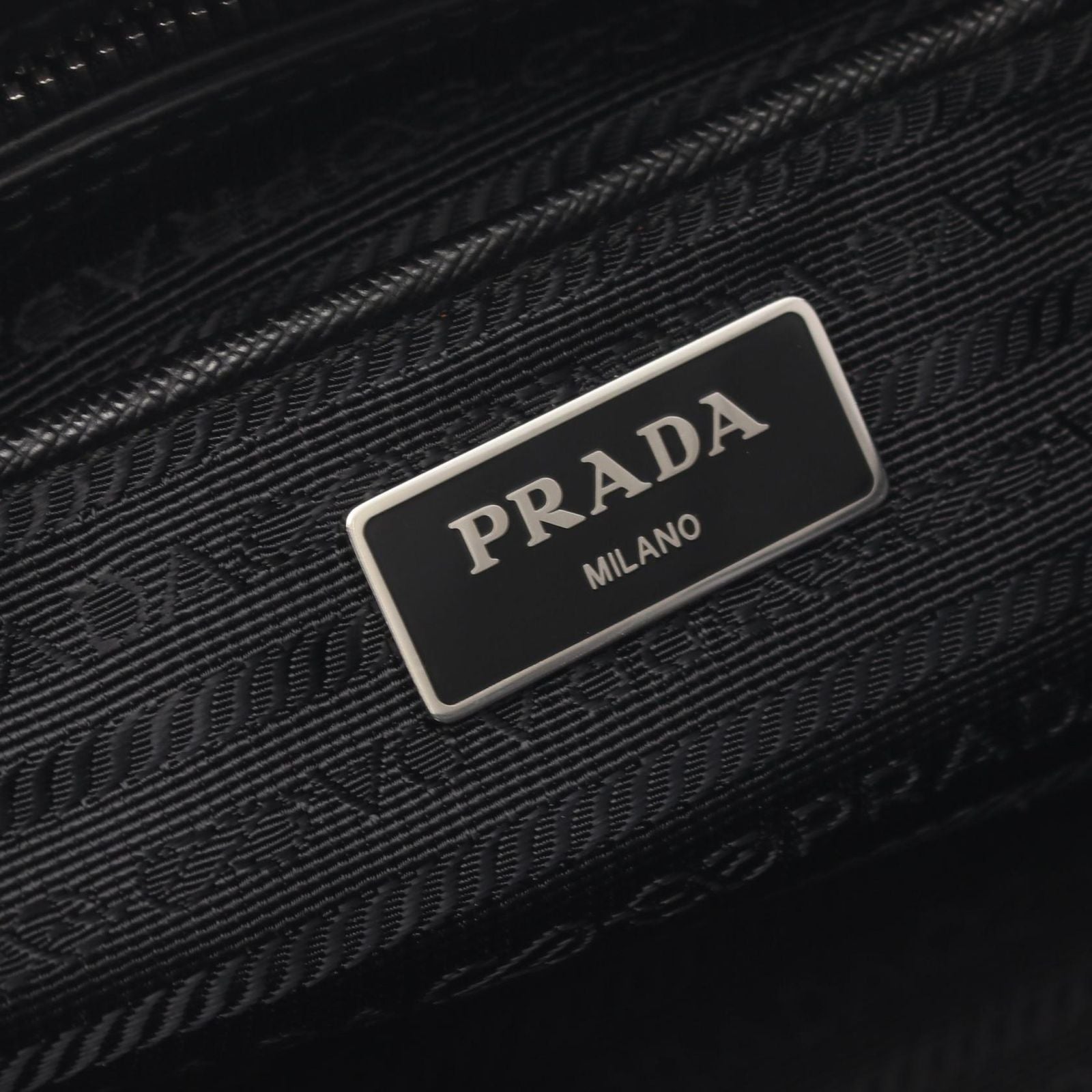 Prada Tote Bag Tessuto Impuntu 2-Way Black Nylon Saffiano Leather Triangle Logo — view 4