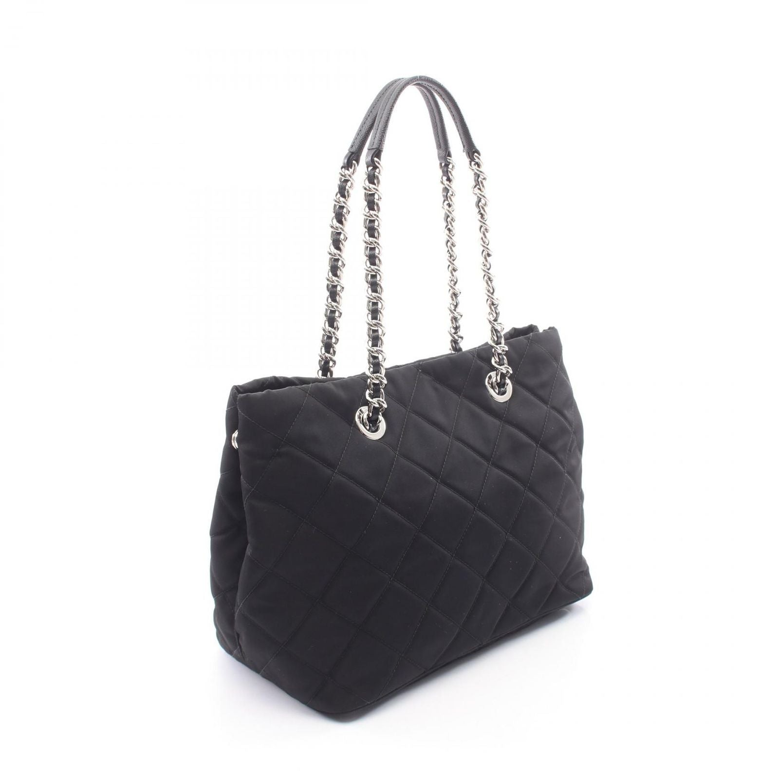 Prada Tote Bag Tessuto Impuntu 2-Way Black Nylon Saffiano Leather Triangle Logo — view 2