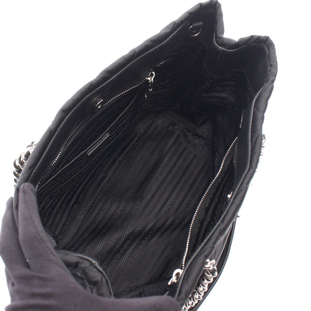 Prada Tote Bag Tessuto Impuntu 2-Way Black Nylon Saffiano Leather Triangle Logo — view 3