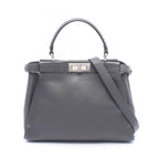 Fendi Handbag Peekaboo Regular Selleria 2-Way Gray Leather