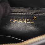 Chanel Shoulder Bag Diamond Stitch CC Logo Black Caviar Leather Fringe Chain — view 4