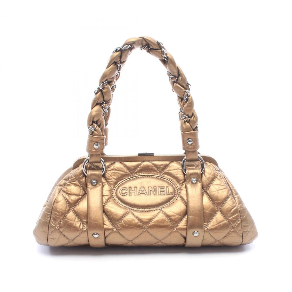 Chanel Handbag Quilted Kiss Lock Blanc Leather