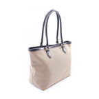 Prada Tote Bag Tessuto Soft CA Beige Navy Canvas Leather Logo Jacquard — view 2