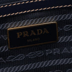 Prada Tote Bag Tessuto Soft CA Beige Navy Canvas Leather Logo Jacquard — view 4