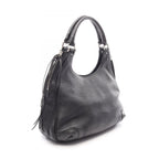 Chanel Handbag Logo Black Leather Fringe Handle Bag — view 2