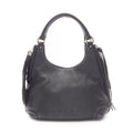 Chanel Handbag Logo Black Leather Fringe Handle Bag