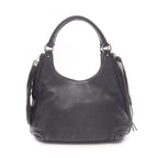 Chanel Handbag Logo Black Leather Fringe Handle Bag