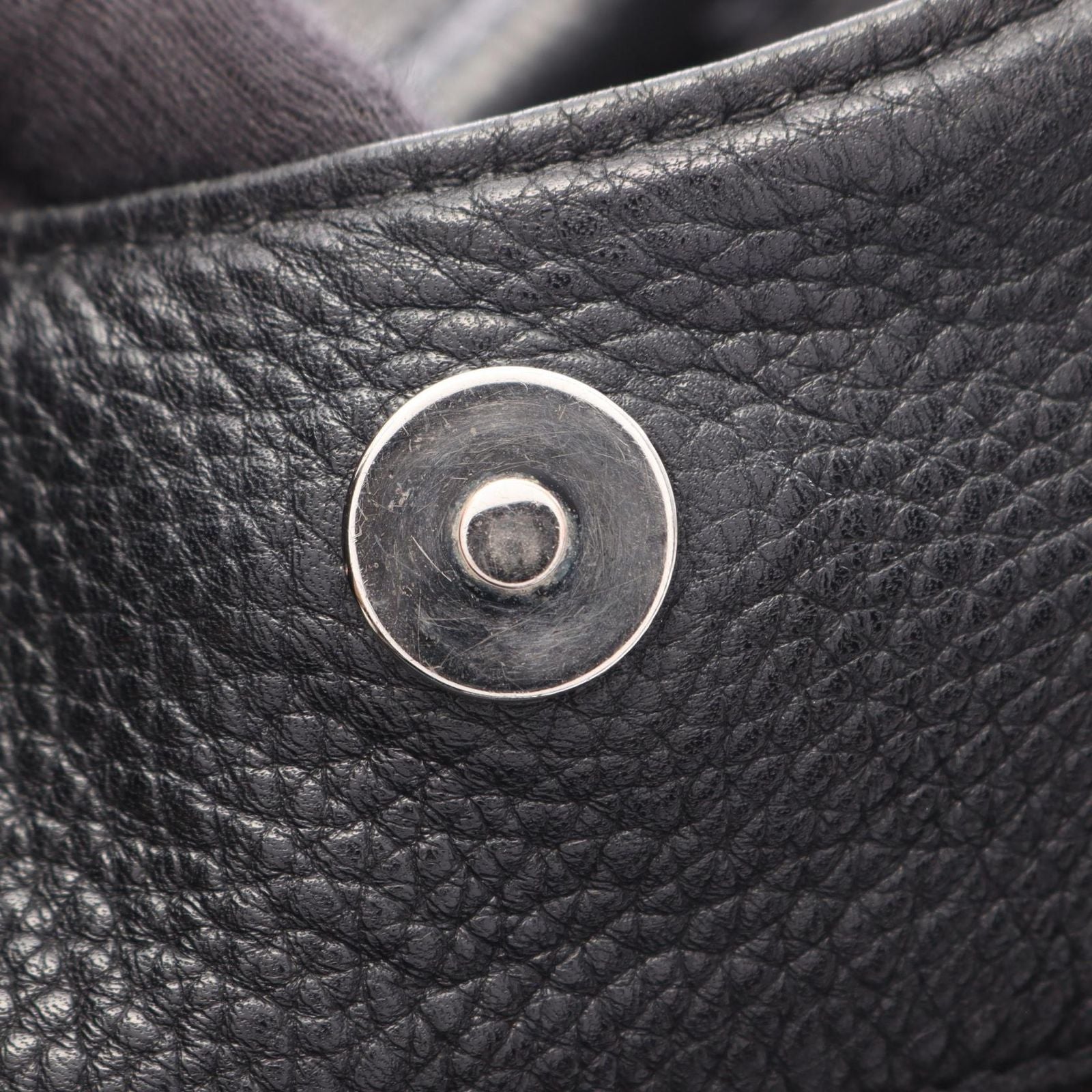 Chanel Handbag Logo Black Leather Fringe Handle Bag — view 7