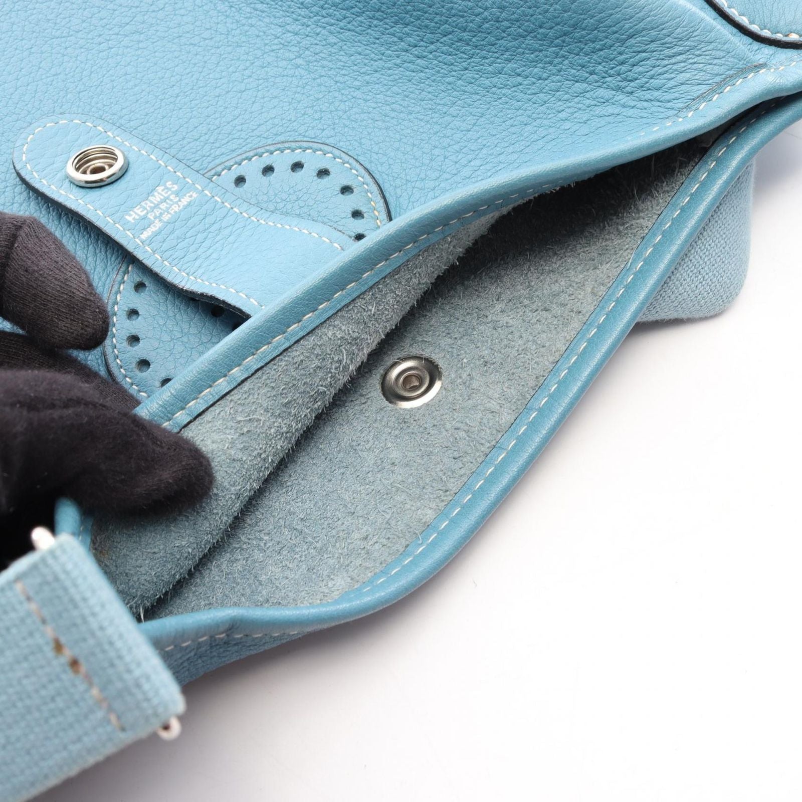 Hermes Shoulder Bag Rodeo Deux Blue Jean Leather — view 7