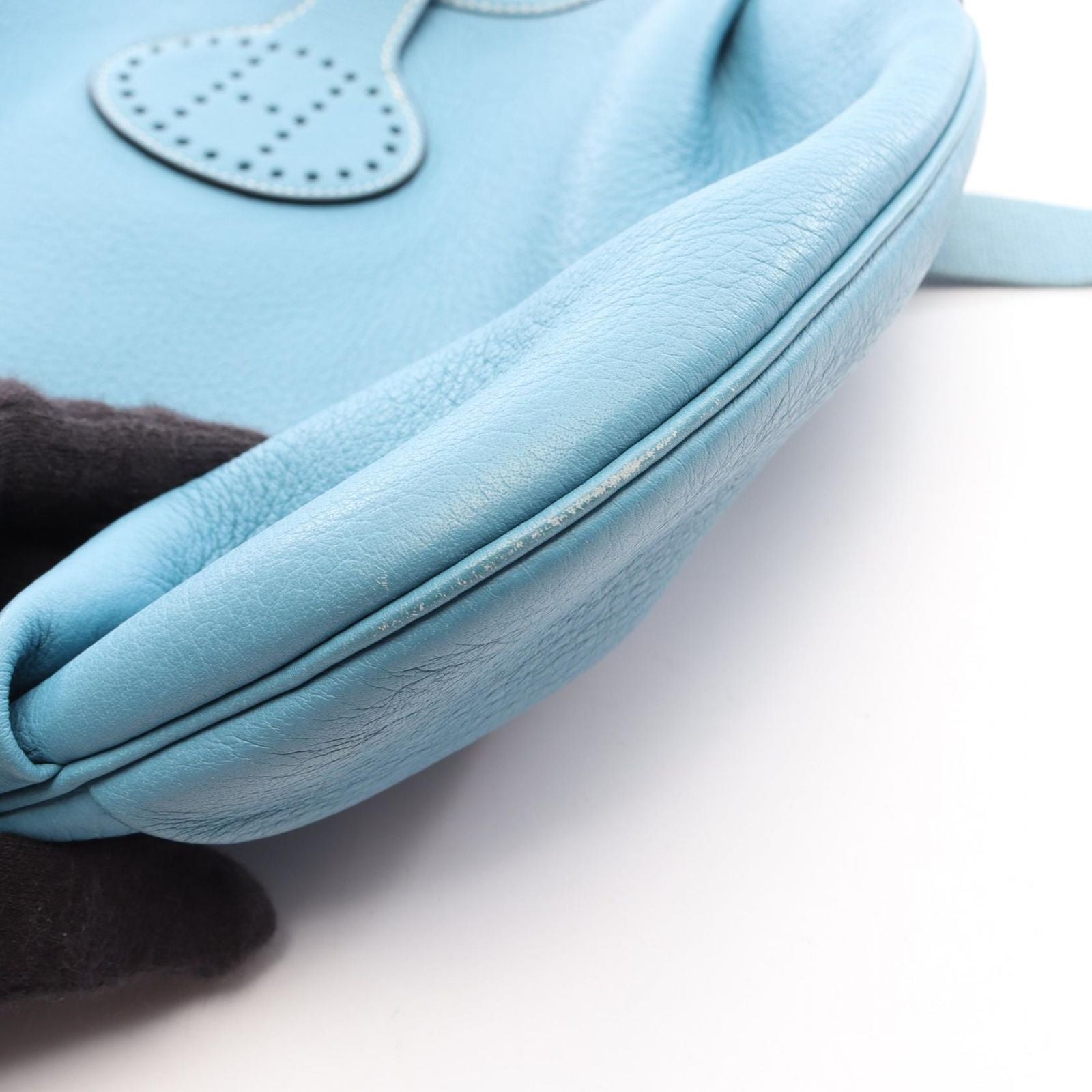 Hermes Shoulder Bag Rodeo Deux Blue Jean Leather — view 8