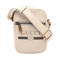 Gucci Shoulder Bag Webbing Line White Leather Logo Print