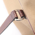Prada Logo Jacquard Beige Brown Canvas Leather Shoulder Bag — view 8