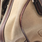 Prada Logo Jacquard Beige Brown Canvas Leather Shoulder Bag — view 7