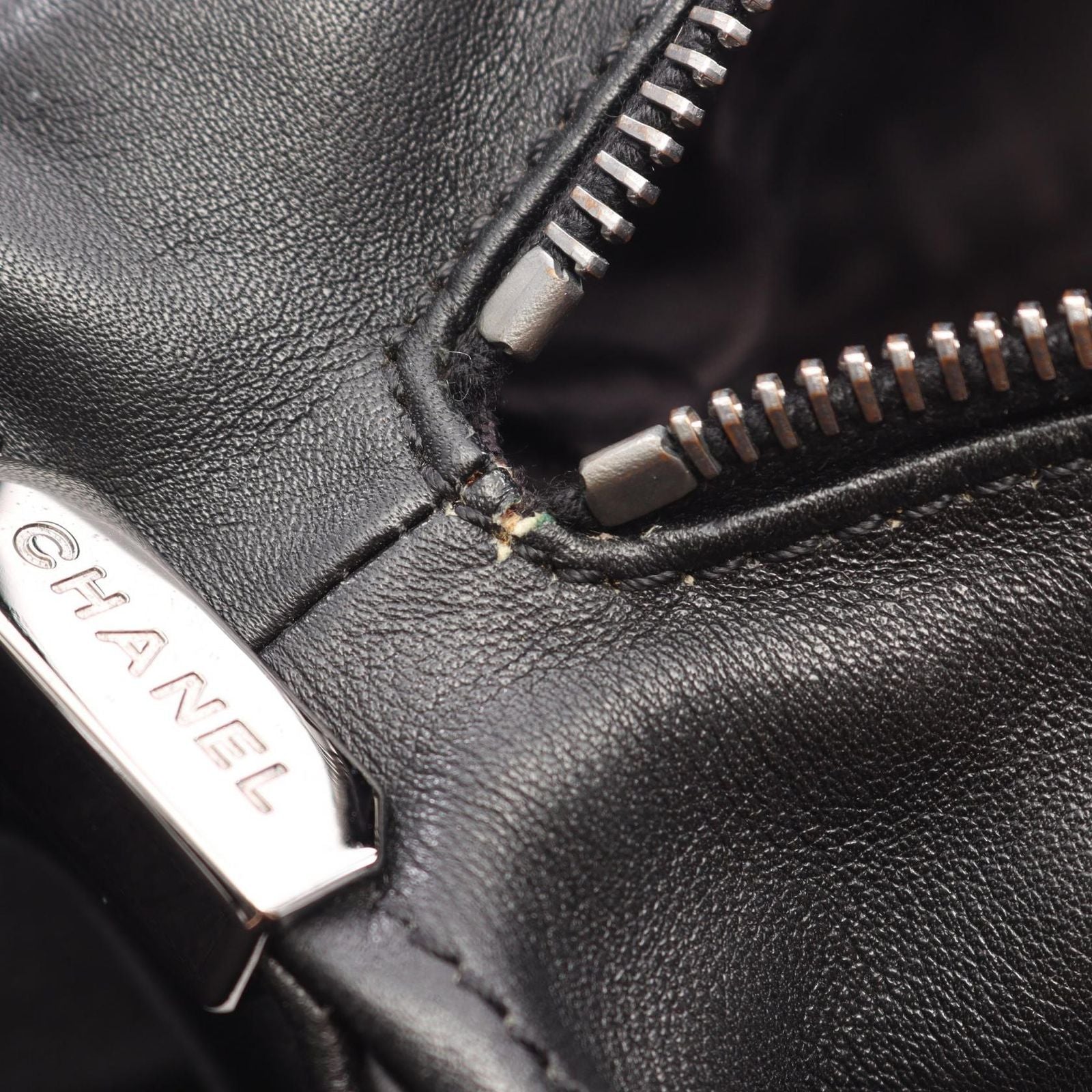 Chanel Choco Bar Black Lambskin Boston Bag — view 6