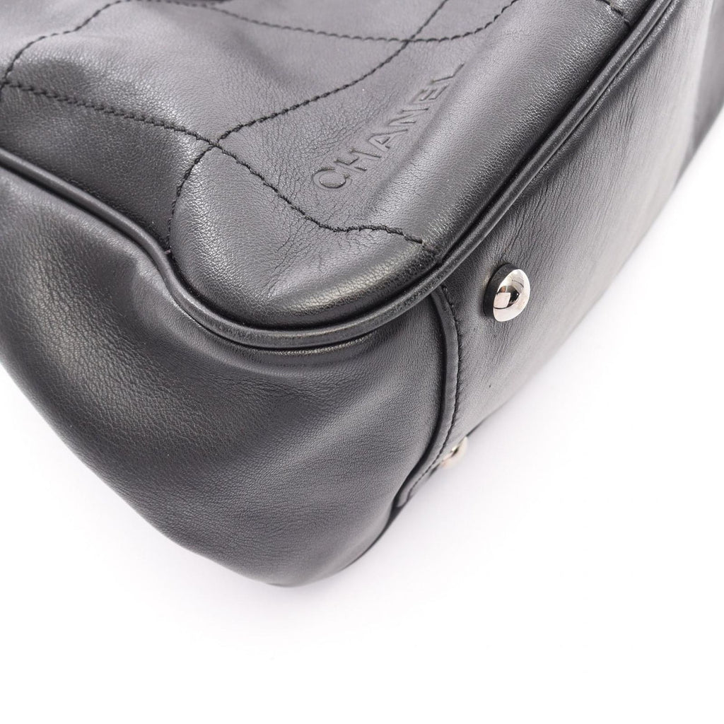 Chanel Choco Bar Black Lambskin Boston Bag — view 8